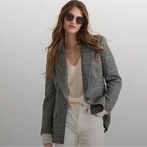 J. Crew Willa Blazer in Houndstooth Wool Grey Black Size 8